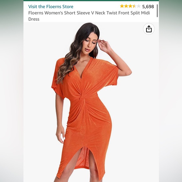 Short sleeve V neck twist front dress - Picture 4 of 4